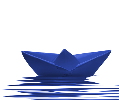 Barco de papel azul